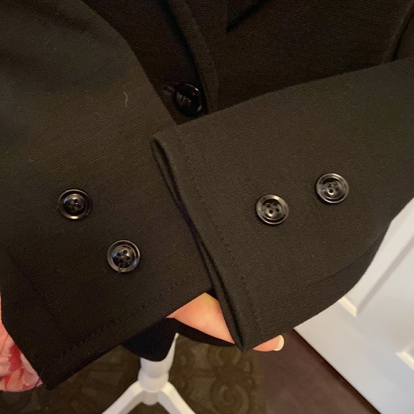 Vintage 1960’s Butte Knit Black Wool Blend Blazer Jacket with Fur Collar - Picture 5 of 15